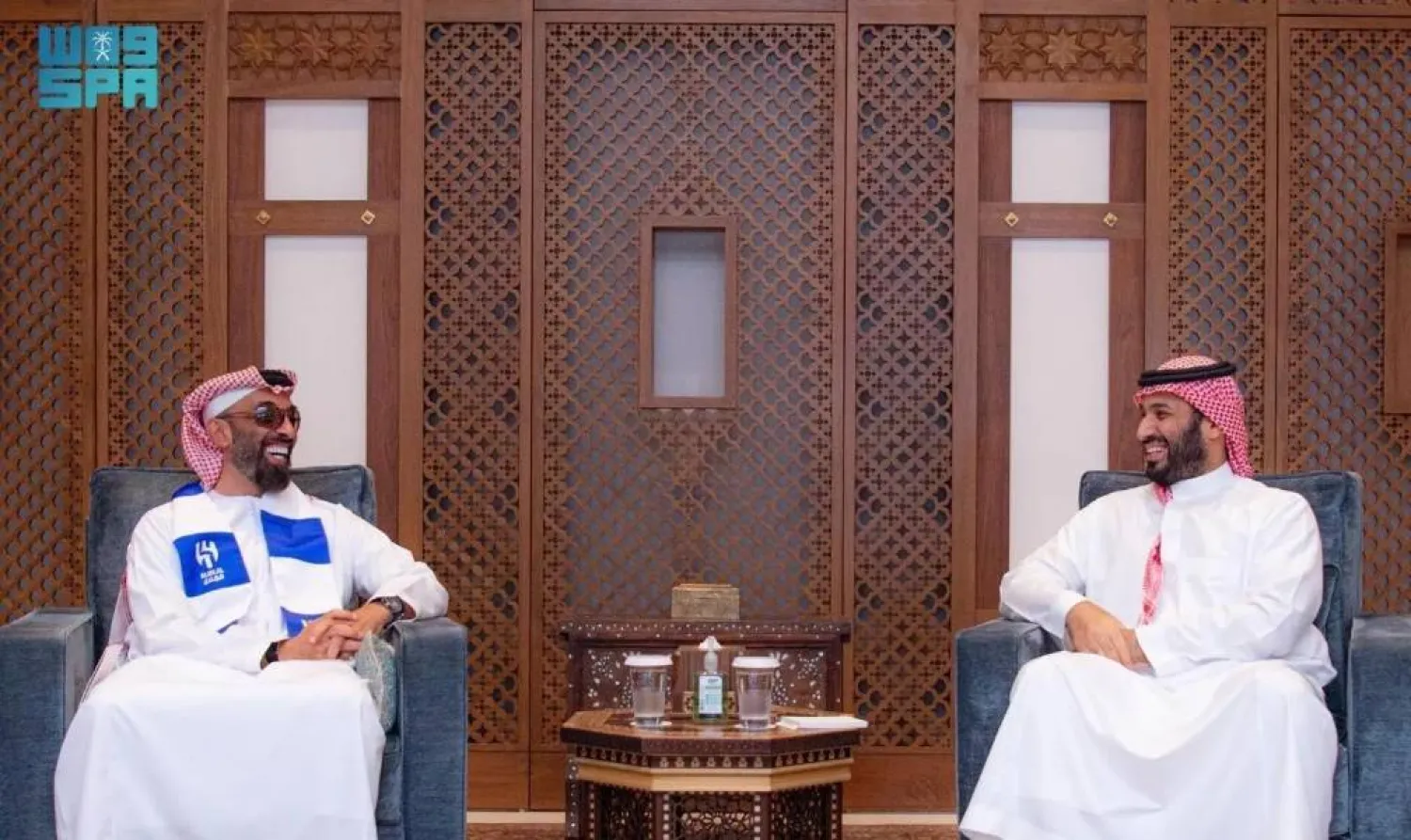 Prince Mohammed bin Salman meets with Sheikh Tahnoon bin Zayed in Jeddah. SPA
