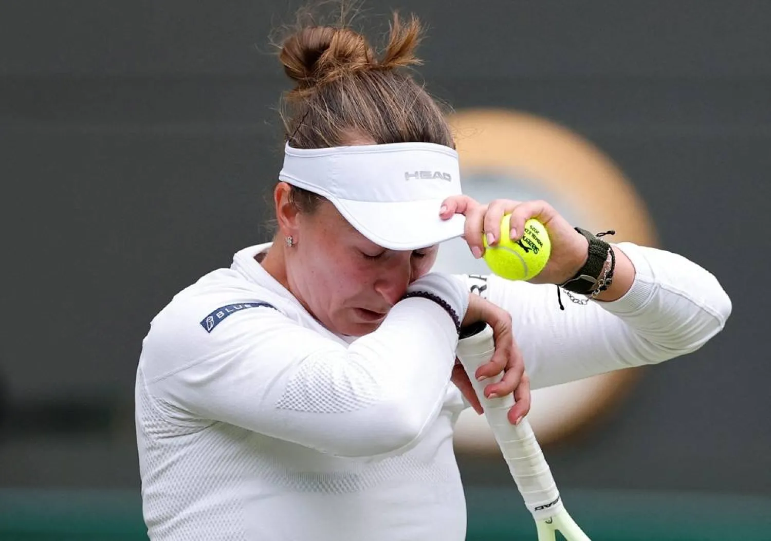  Tennis - Wimbledon - All England Lawn Tennis and Croquet Club, London, Britain - July 5, 2025 Czech Republic's Barbora Krejcikova during her third round match against Emma Navarro of the US. (Reuters)