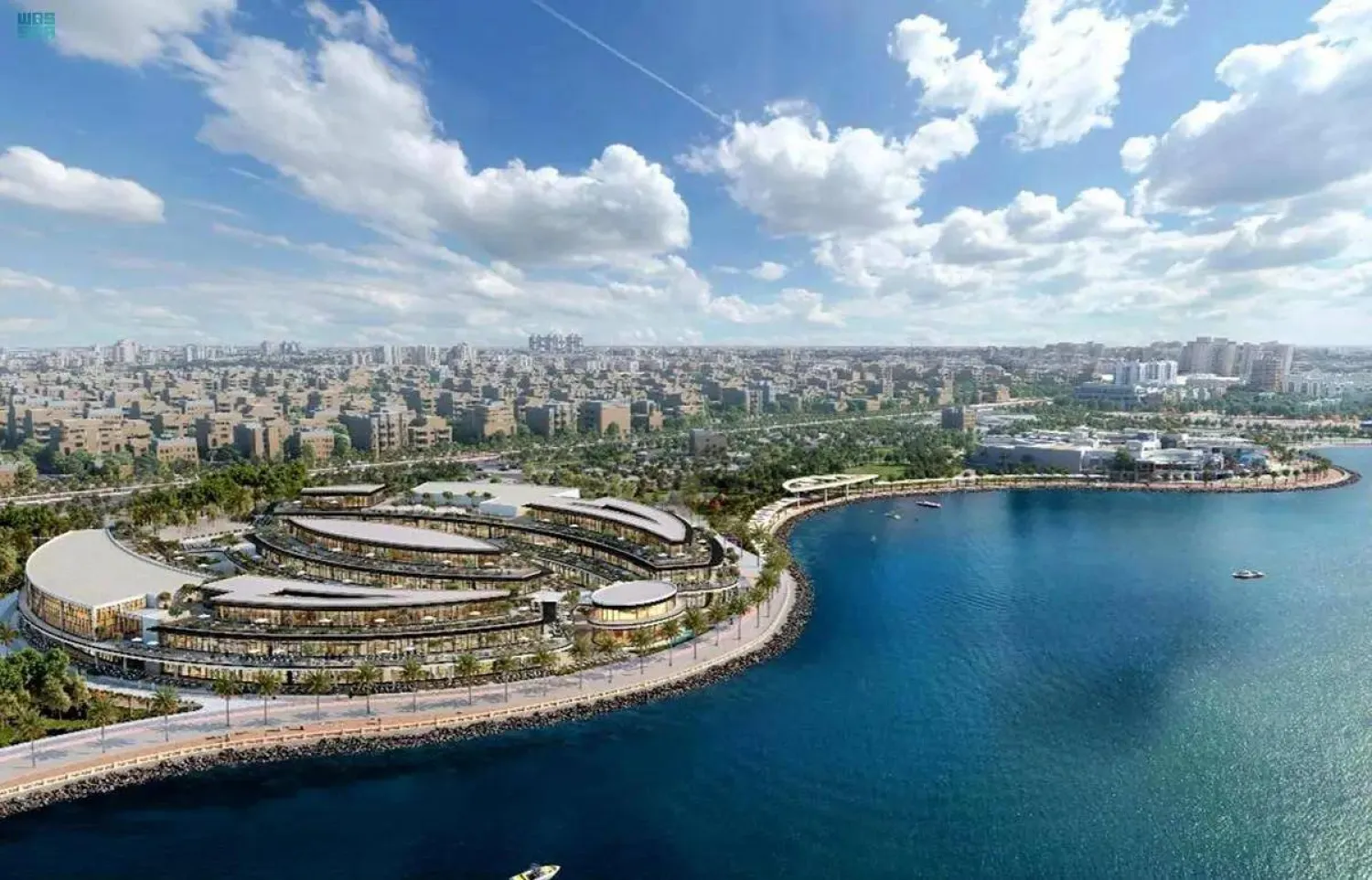صورة جوية لجانب من الواجهة البحرية بمدينة الخبر في المنطقة الشرقية (واس)