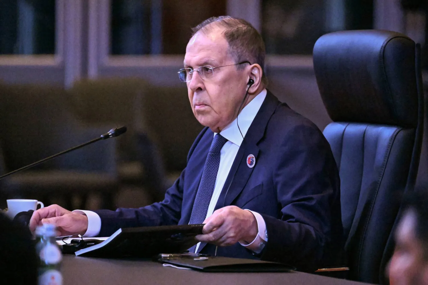Russia's Foreign Affairs Minister Sergei Lavrov attends the Association of Southeast Asian Nations (ASEAN) Post-Ministerial Conference during the 58th ASEAN Foreign Ministers' meeting and related meetings at the Convention Centre in Kuala Lumpur, Thursday, July 10, 2025. (Mohd Rasfan/Pool Photo via AP)