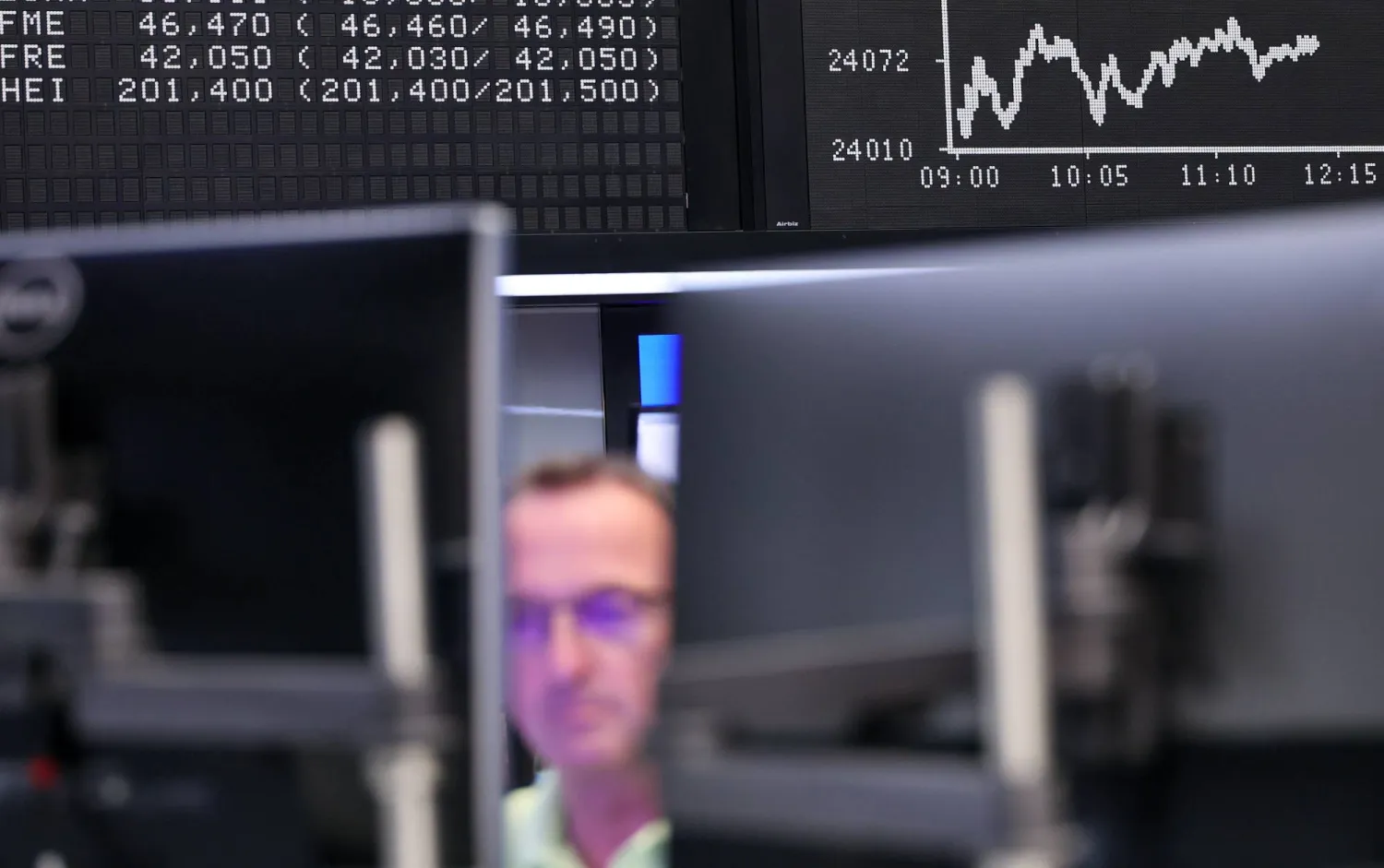 رسم بياني لمؤشر أداء «داكس» داخل بورصة فرانكفورت (إ.ب.أ)