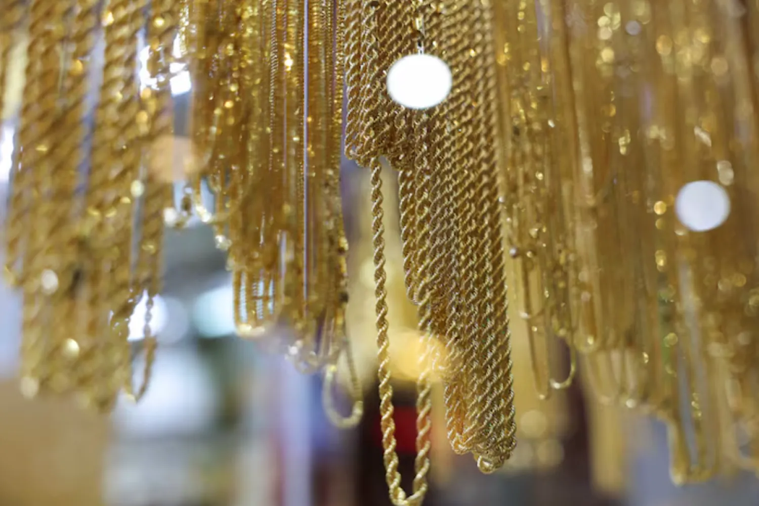 Jewellery is displayed at the Gold Souk market in Dubai, United Arab Emirates, March 14, 2025. REUTERS/Amr Alfiky/File Photo