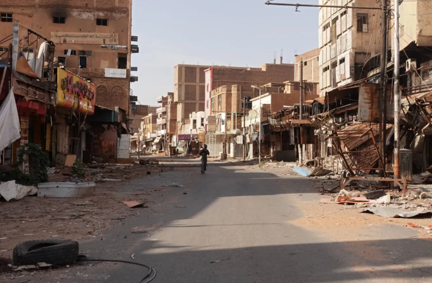 A view of a street in the city of Omdurman damaged in the year-long civil war in Sudan, April 7, 2024. REUTERS/El Tayeb Siddig
