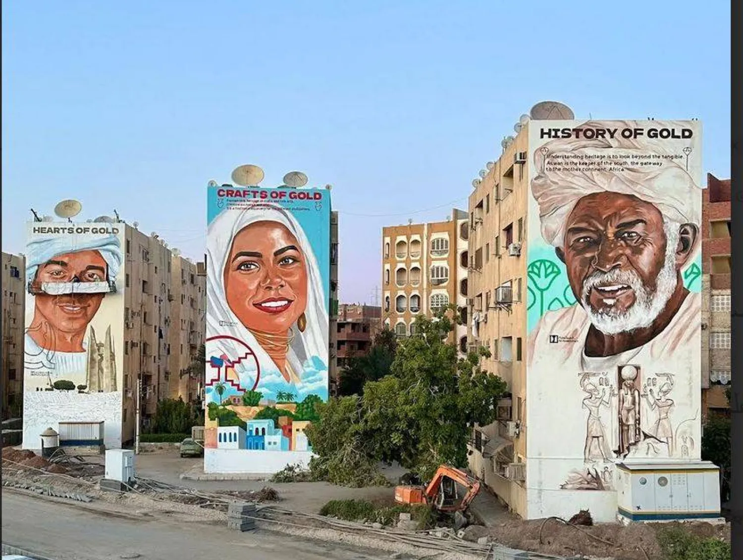 مشروع لرسم بورتريهات جنوبية على عمارات بأسوان (صفحة الفنان علي عبد الفتاح على «فيسبوك»)