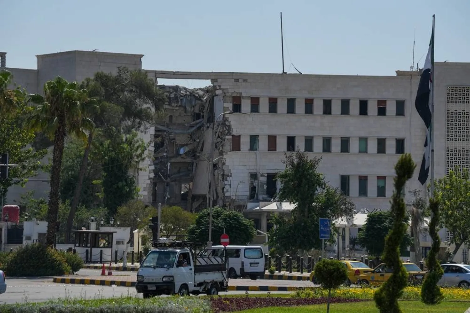 The damaged Syrian Ministry of Defense building in Damascus, Syria, 17 July 2025, a day after an Israeli airstrike. (EPA)