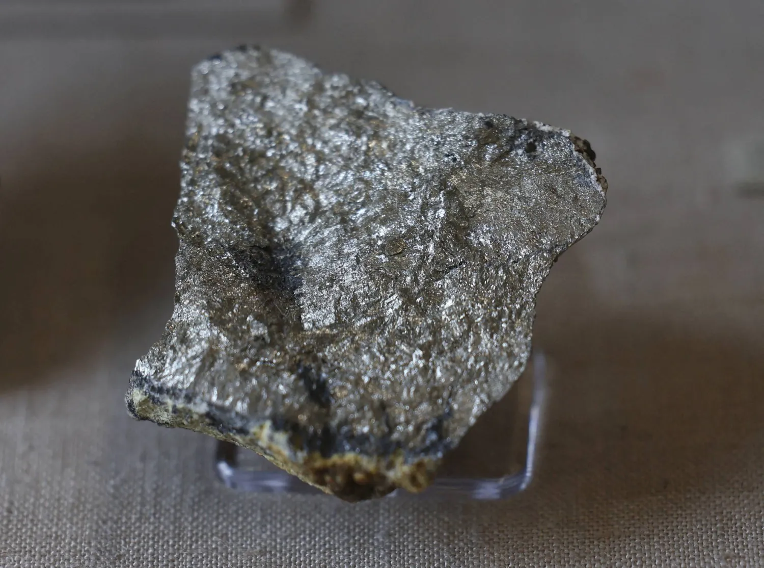 A sample of antimony is displayed at the Natural History Museum in London, Britain, June 6, 2025. REUTERS/Isabel Infantes
