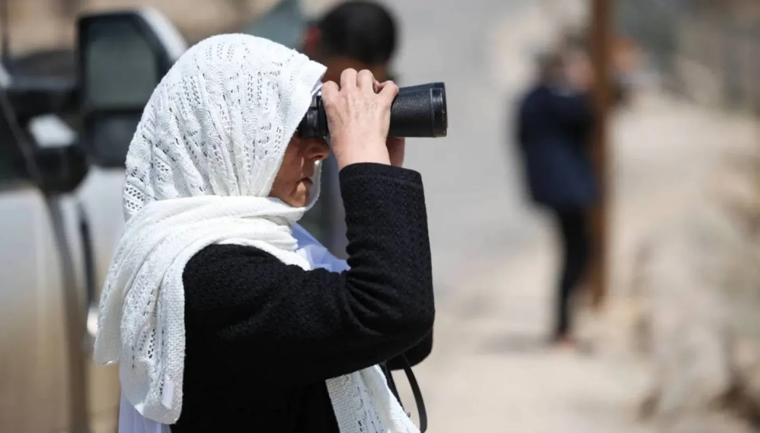Druze woman from Israeli-Occupied Golan gazes toward Syria (Reuters)
