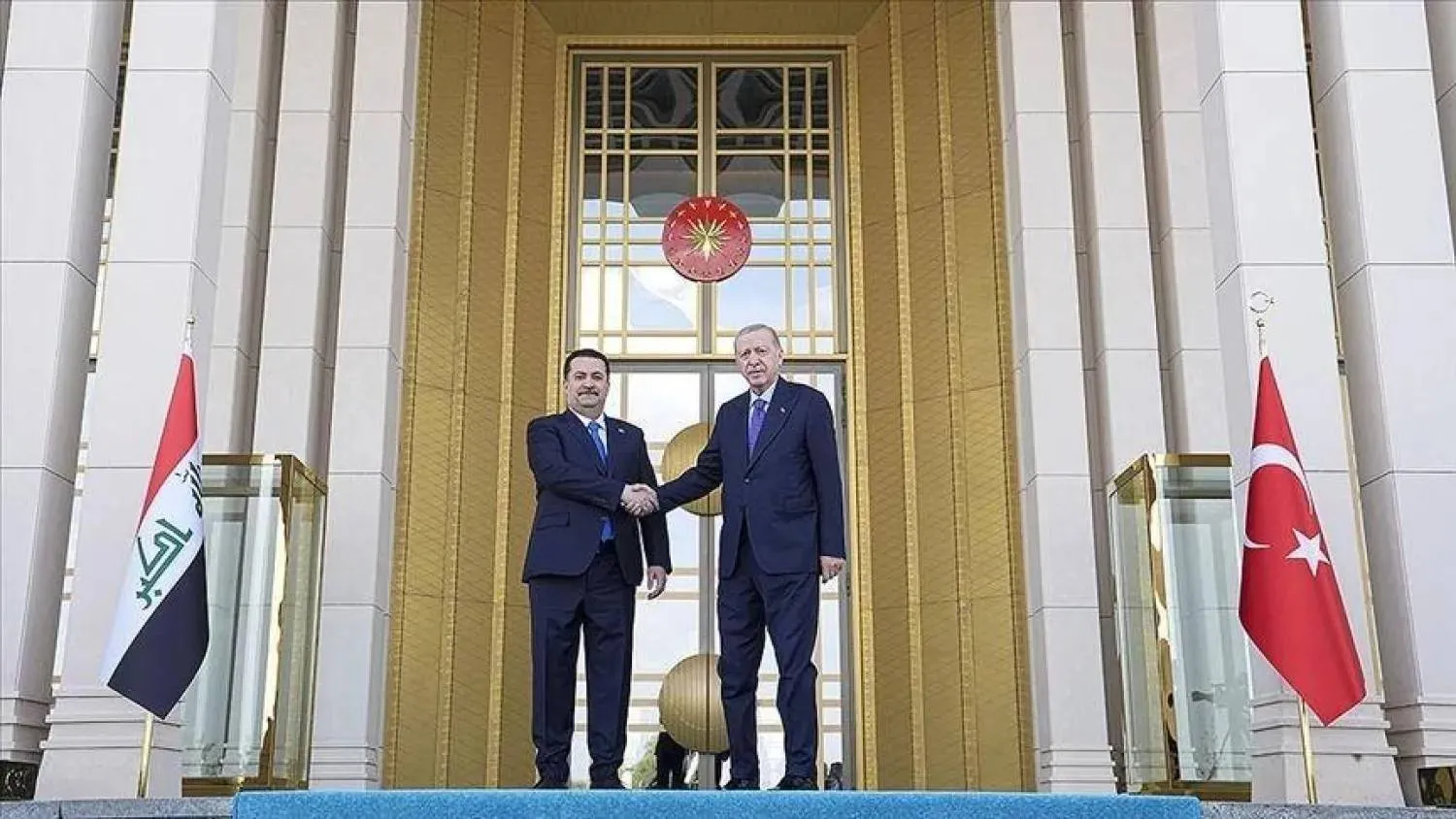 الرئيس التركي رجب طيب إردوغان لدى استقباله رئيس الوزراء العراقي محمد شياع السوداني بأنقرة في مايو 2024 (الرئاسة التركية)