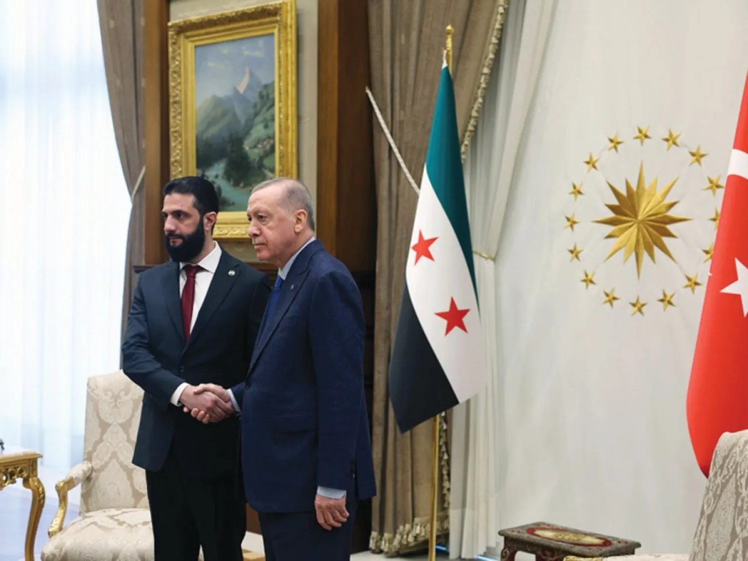 
إردوغان خلال استقباله الشرع بأنقرة في فبراير الماضي (الرئاسة التركية)