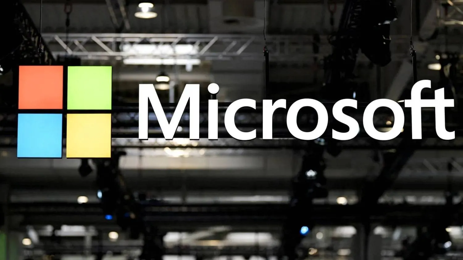 The Microsoft logo seen at the Hannover Messe industrial trade fair on March 31, 2025, in Hanover, Germany (Reuters) 