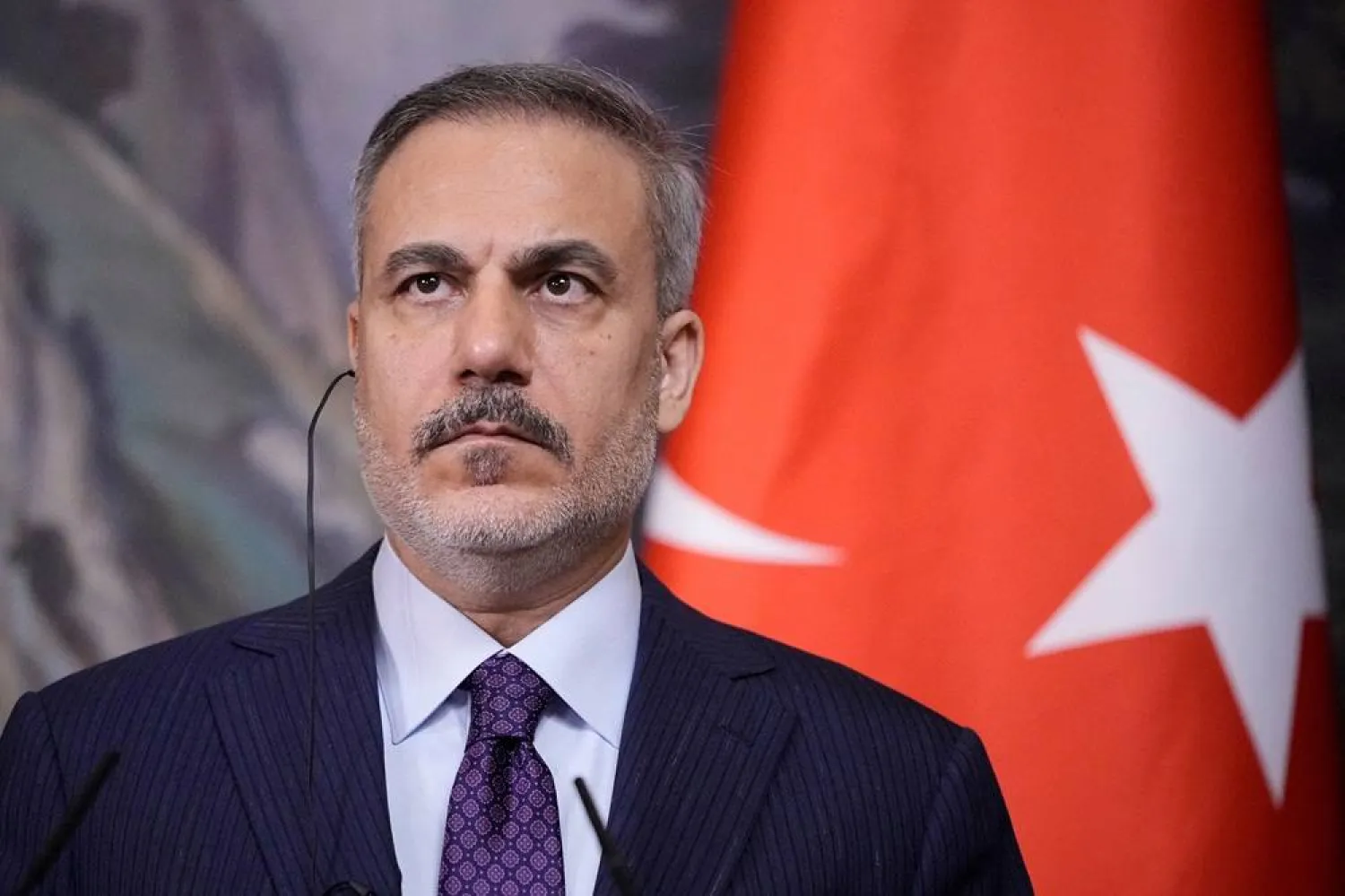 Turkish Foreign Minister Hakan Fidan attends a press conference following a meeting with Russian Foreign Minister Sergei Lavrov in Moscow, Russia, May 27, 2025. (Reuters)