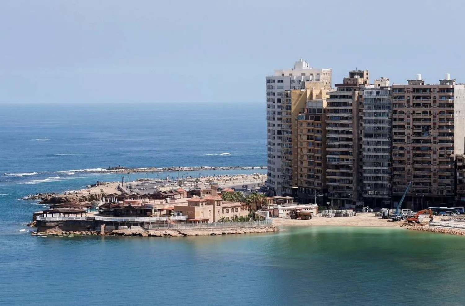 A view of buildings on the corniche in the Mediterranean city of Alexandria, Egypt, April 20, 2025. (Reuters)