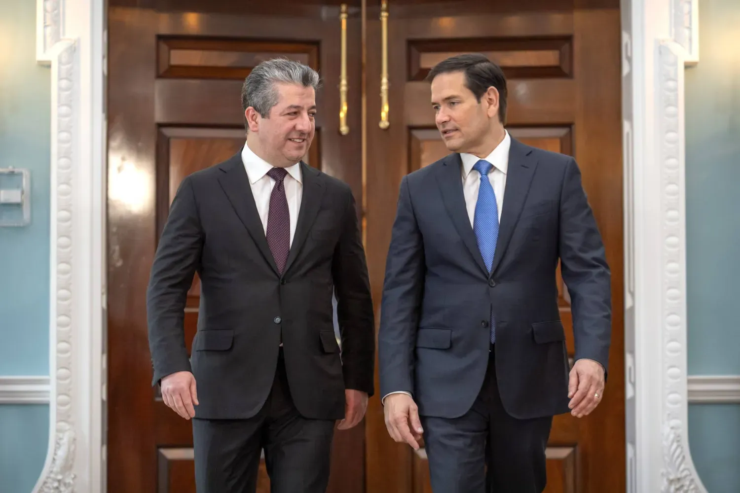 ABD Dışişleri Bakanı Marco Rubio, Mayıs 2025'te Washington'da Irak Kürt Bölgesel Yönetimi (IKBY) Başbakanı Mesrur Barzani'yi ağırladı. (AP)