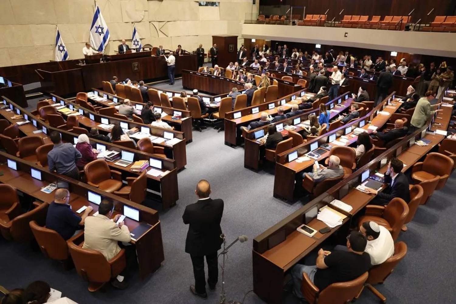 A general view of a plenary session to vote on a bill for applying Israeli sovereignty over the West Bank territory, at the Knesset, the Israeli parliament, in Jerusalem, 23 July 2025. (EPA)