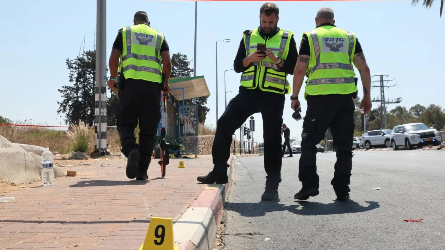 Israeli police cordon off the site of a suspected car ramming attack near the central town of Kfar Yona. Jack GUEZ / AFP