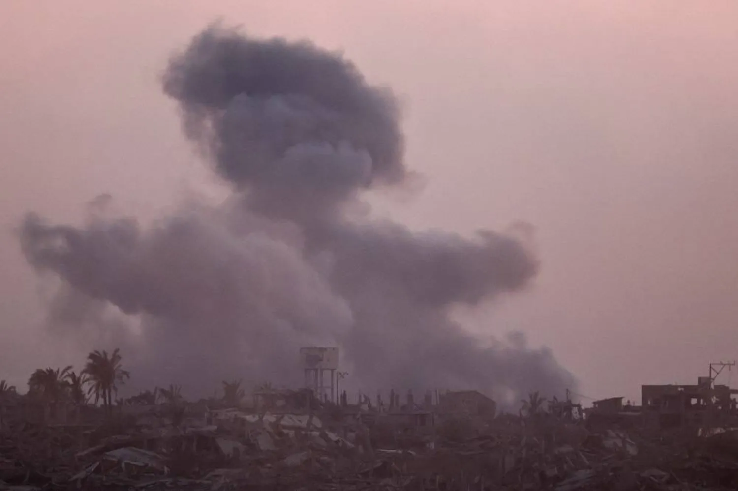 Smoke rises after an explosion in Gaza, as seen from the Israeli side of the Israel-Gaza border, July 24, 2025. (Reuters)