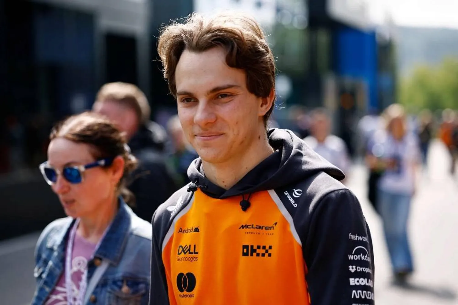 McLaren's Australian driver Oscar Piastri arrives ahead of the start of the first practice session of the Formula One Belgian Grand Prix at the Spa-Francorchamps circuit in Spa, on July 25, 2025. (AFP)