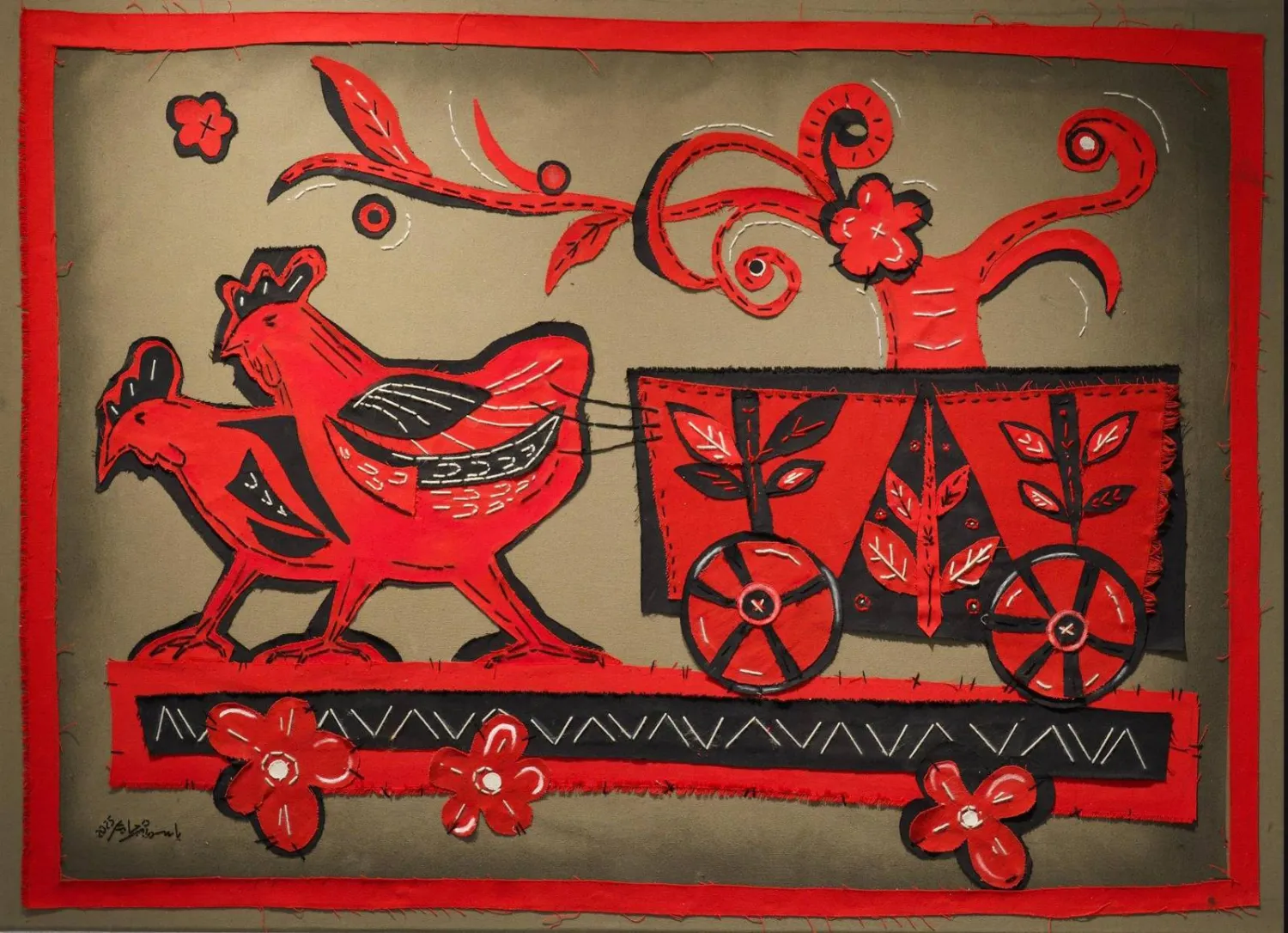 تستخدم الفنانة طبقات من التول والحياكة (الشرق الأوسط)