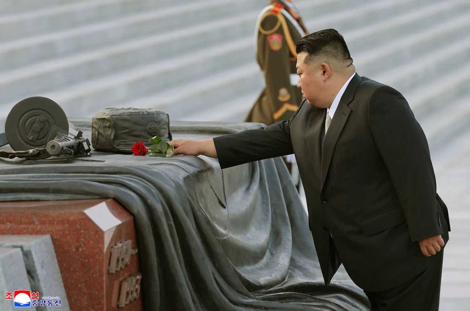North Korean leader Kim Jong Un visits the Fatherland Liberation War Martyrs Cemetery, to mark the 72nd anniversary of the victory in the Fatherland Liberation War, in Pyongyang, North Korea, in this picture released by the Korean Central News Agency on July 27, 2025. KCNA via REUTERS 