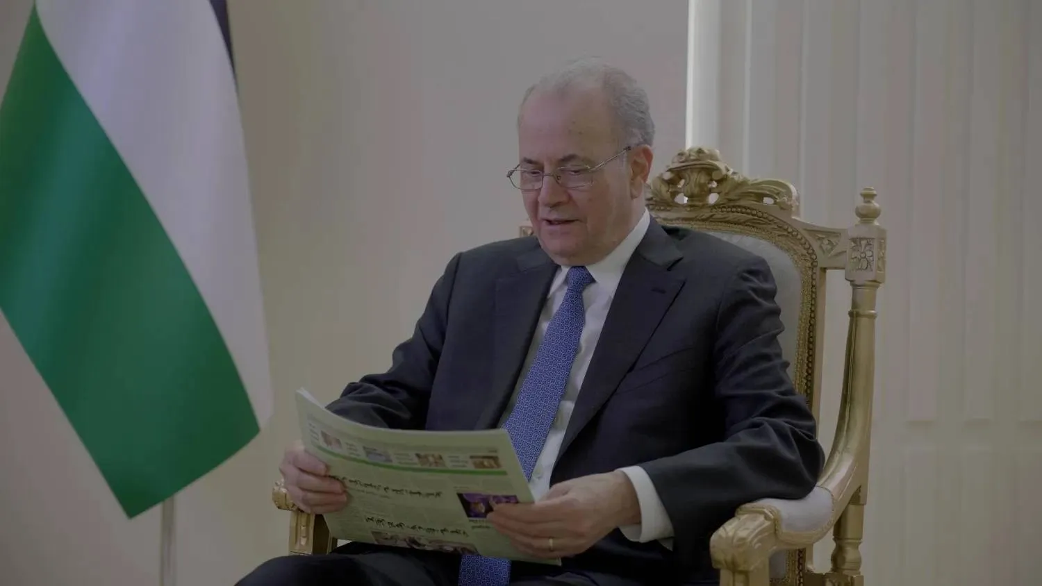 Palestinian Prime Minister Mohammed Mustafa speaks to Asharq Al-Awsat. (Turky al-Agili) 