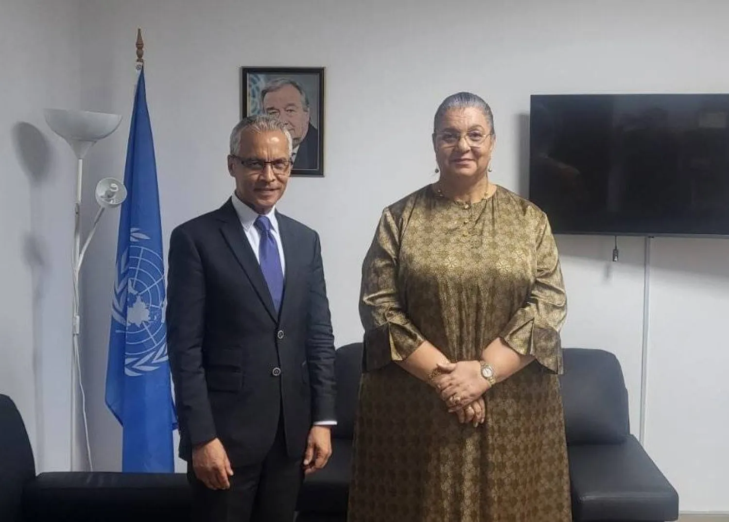 المبعوثة الأممية تيتيه مستقبلة السفير الفرنسي لدى ليبيا مهراج (البعثة الأممية)