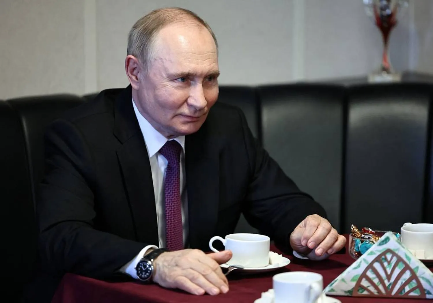 Russian President Vladimir Putin visits Admiral Grigorovich frigate on Russia's Navy Day in Saint Petersburg, Russia, July 27, 2025. (Sputnik/Alexander Kazakov/Pool via Reuters)