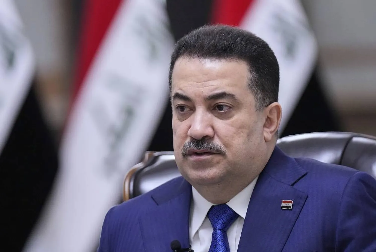 Iraq's Prime Minister Mohammed al-Sudani speaks during an interview with The Associated Press in Baghdad on Monday, July 28, 2025. (AP)