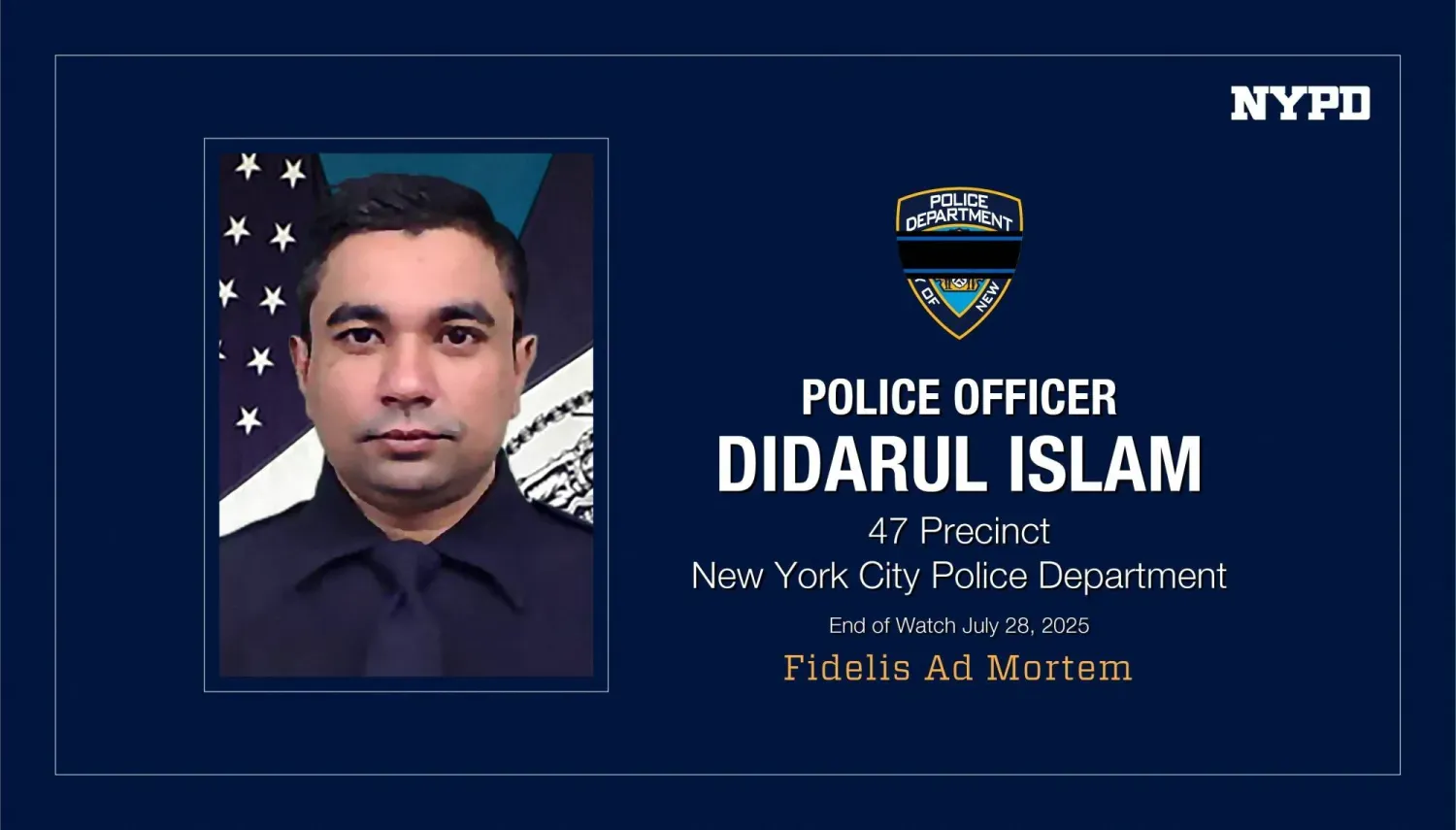 New York Polis Departmanı’nın X platformundaki hesabında Didarul İslam'ın fotoğrafı paylaşıldı. (Reuters)