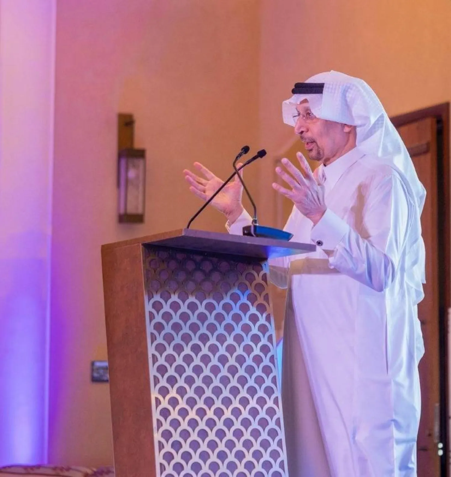 الوزير الفالح يلقي كلمة خلال احتفالية خاصة لبرنامج «كاوست سكال إكس» (الشرق الأوسط)