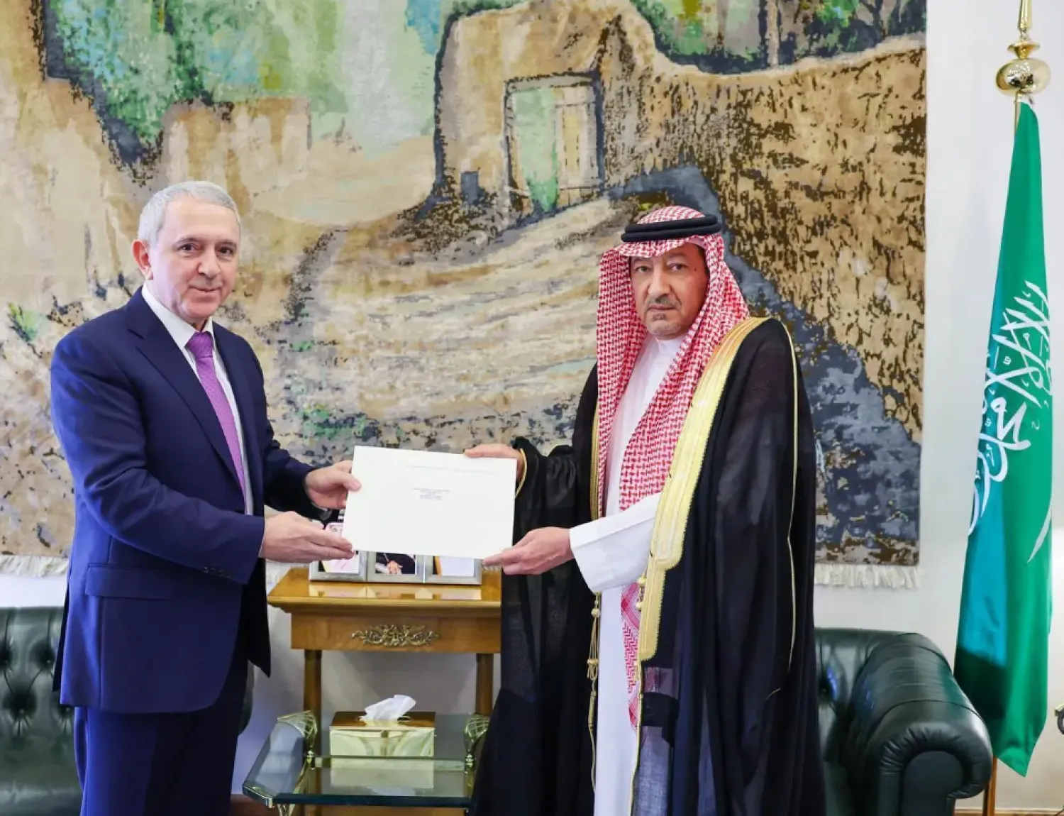 The messages were received by Vice Minister of Foreign Affairs Waleed Elkhereiji during his reception of Ambassador of the Republic of Azerbaijan to the Kingdom of Saudi Arabia Shahin Abdullayev. - SPA
