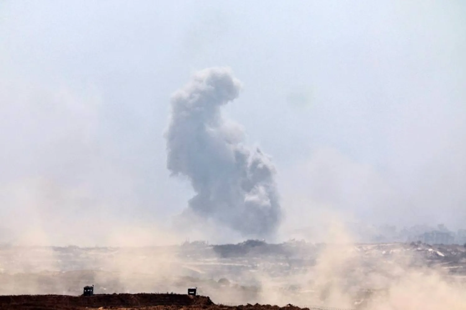 Smoke rises as a result of an Israeli airstrike in the northern part of the Gaza Strip, near Gaza City, as seen from the Israeli side of the Israel-Gaza border, 29 July 2025. (EPA)