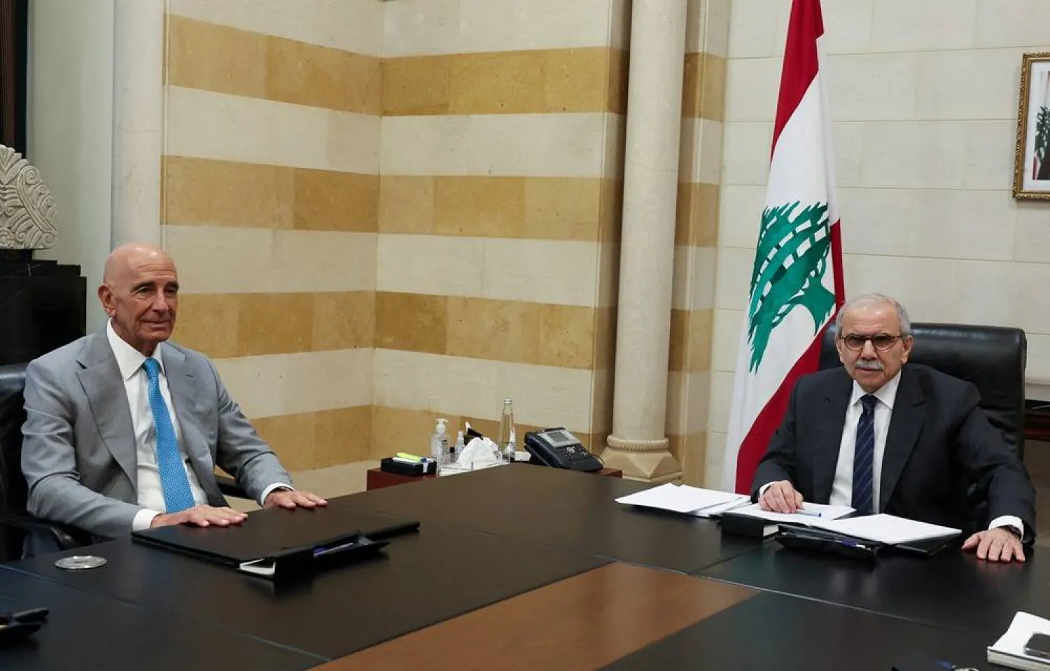 US Ambassador to Türkiye and US special envoy for Syria Thomas Barrack meets with Lebanese Prime Minister Nawaf Salam, in Beirut, Lebanon July 21, 2025. (Reuters) 