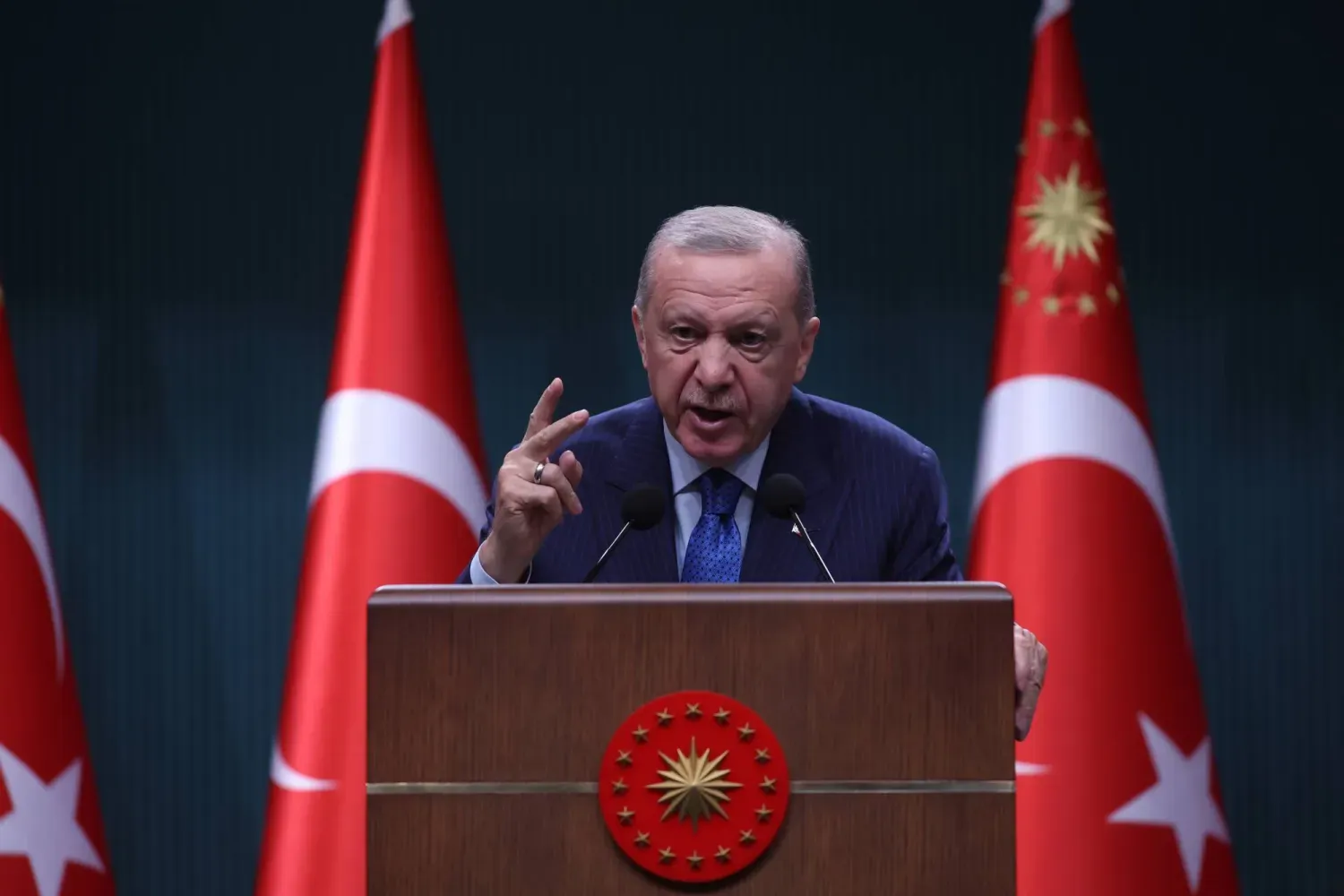Türkiye Cumhurbaşkanı Recep Tayyip Erdoğan, 28 Temmuz 2025 tarihinde Ankara'da açıklama yapıyor (EPA)