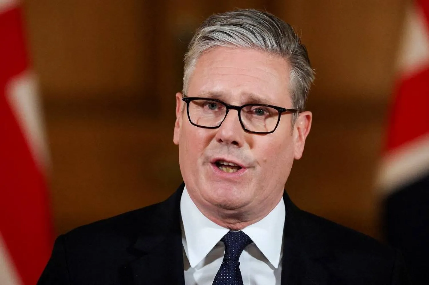 Britain's Prime Minister Keir Starmer delivers a statement inside No. 10 Downing Street on the day the cabinet was recalled to discuss the situation in Gaza, in London, Britain, July 29, 2025. (Reuters)