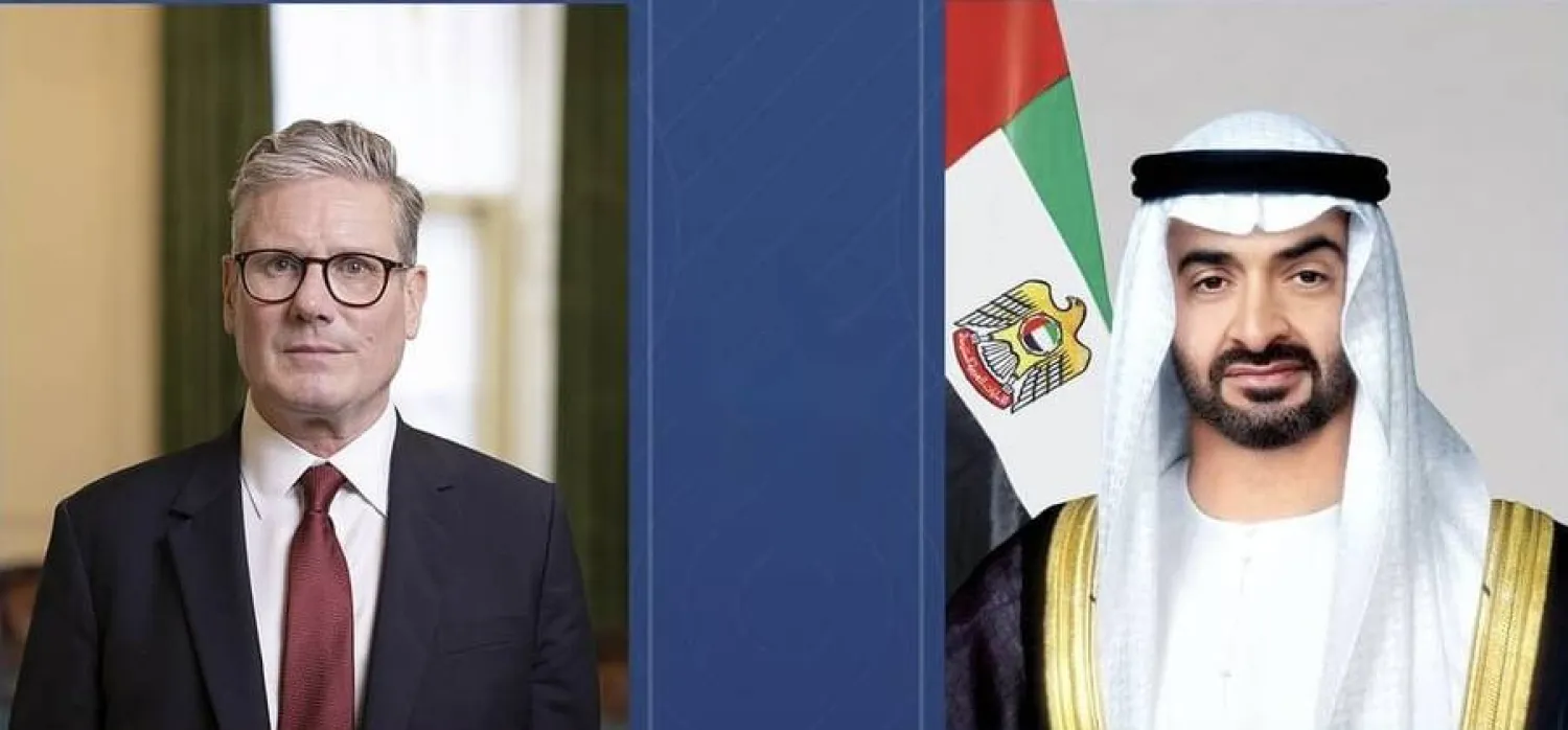 الشيخ محمد بن زايد آل نهيان رئيس دولة الإمارات وكير ستارمر رئيس وزراء المملكة المتحدة (وام)