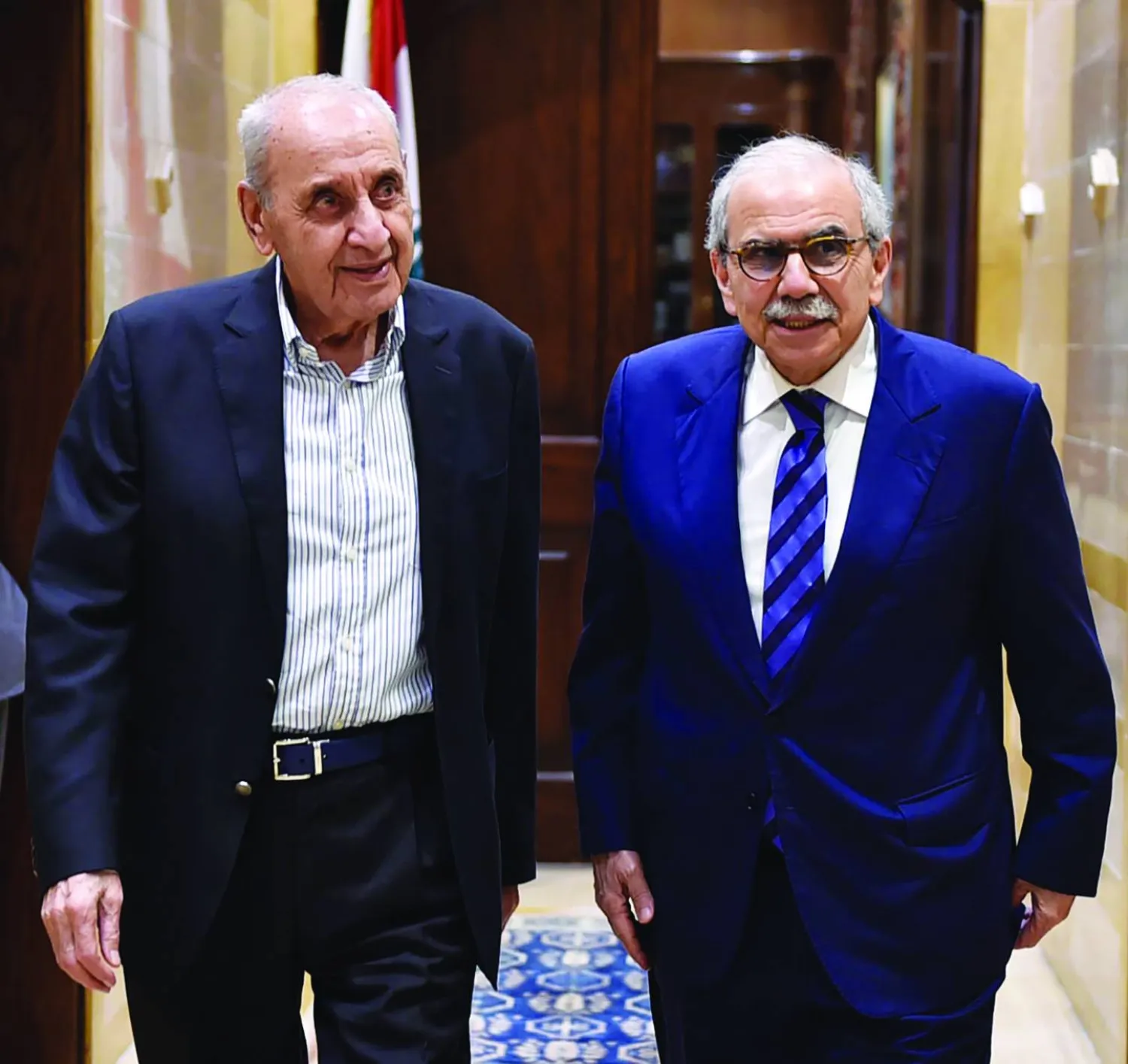 رئيس البرلمان نبيه بري مستقبِلاً رئيس الحكومة اللبنانية نواف سلام الأسبوع الماضي (إعلام مجلس النواب)