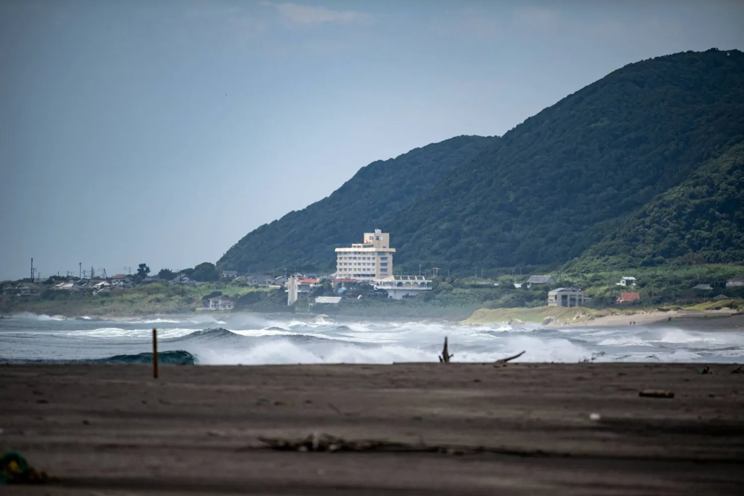This general view shows Heisaura Beach in the city of Tateyama of Chiba Prefecture after the tsunami advisory was lifted on July 31, 2025. (Photo by Philip FONG / AFP)