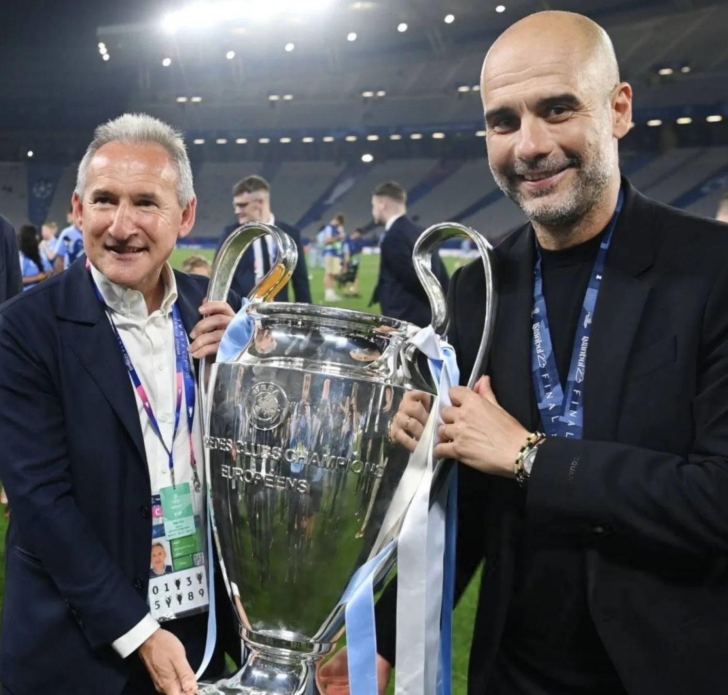 بيجيريستين يحتفل بكأس أبطال أوروبا مع غوارديولا (الشرق الأوسط)