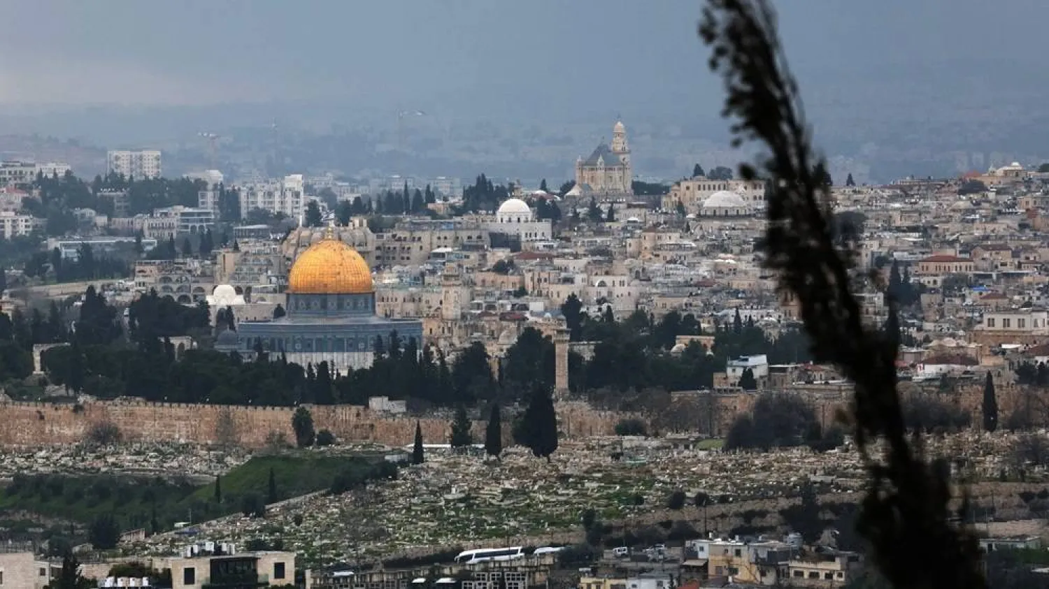 A view of the Al-Aqsa Mosque compound, including the Dome of the Rock, in Israeli-occupied East Jerusalem, February 19, 2024 (AFP)