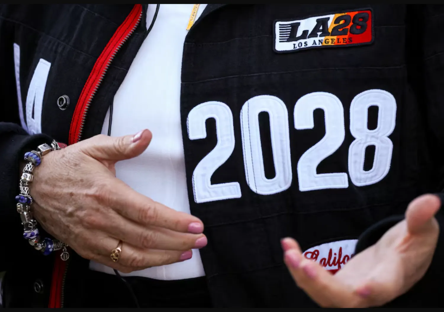 Los Angeles 2028 Olympic Games logo pictured at UCLA, Los Angeles, California, U.S., November 14, 2024. REUTERS/Daniel Cole/File Photo