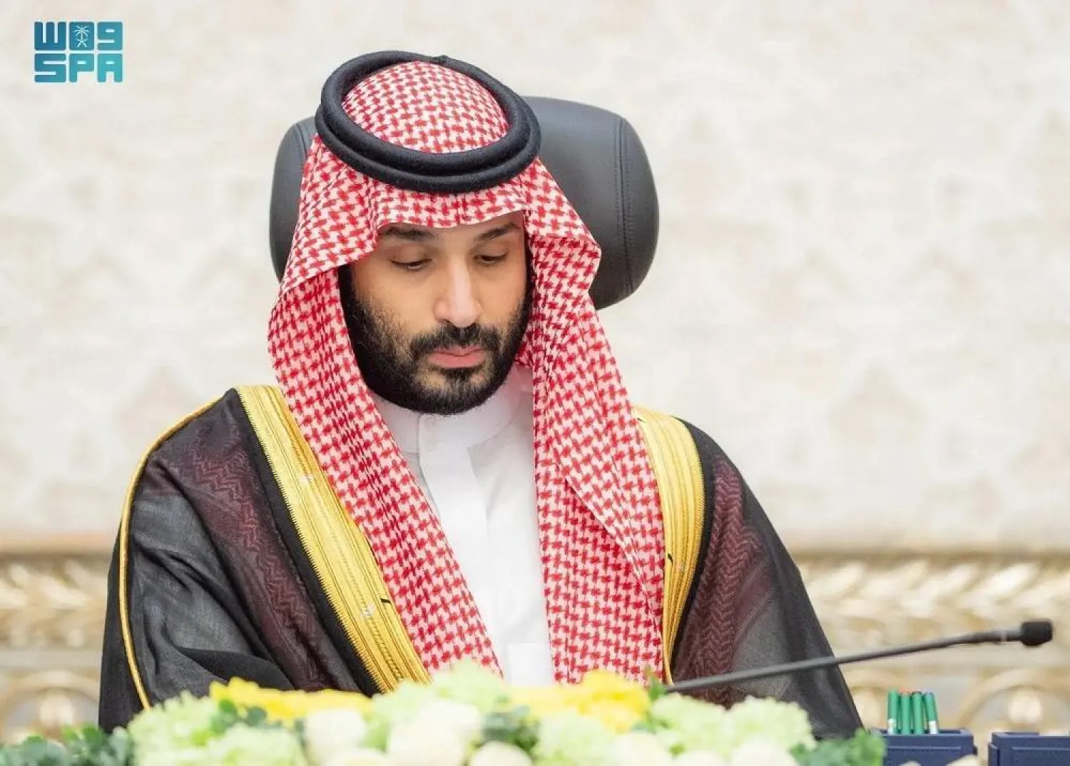 Prince Mohammed bin Salman bin Abdulaziz Al Saud, Crown Prince and Prime Minister, chairs the cabinet meeting that was held in NEOM. (SPA)