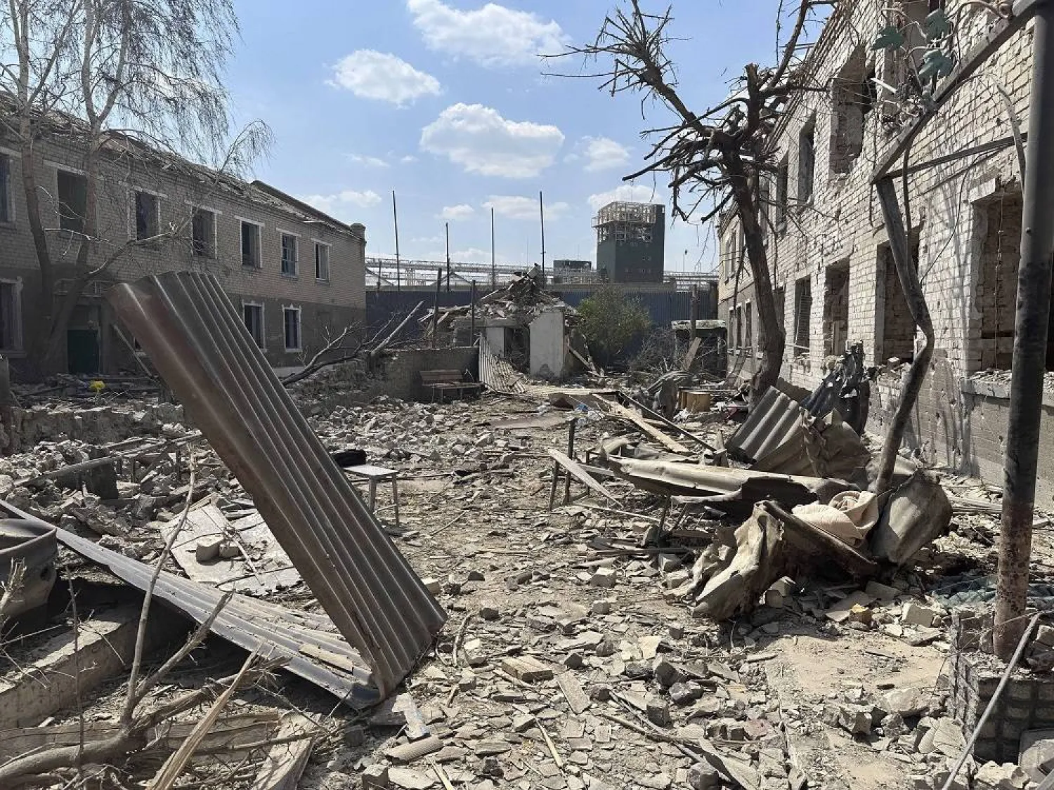 A damaged building in a prison hit by a Russian strike in Zaporizhzhia region, Ukraine, on Tuesday, July 29, 2025. (AP)