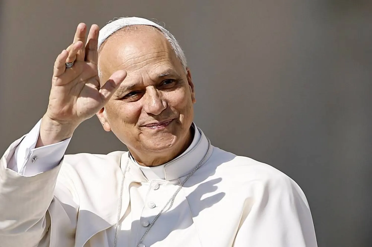 Pope Leo XIV greets the faithful during his weekly General Audience in St. Peter's Square, in Vatican City, 06 August 2025. (EPA)
