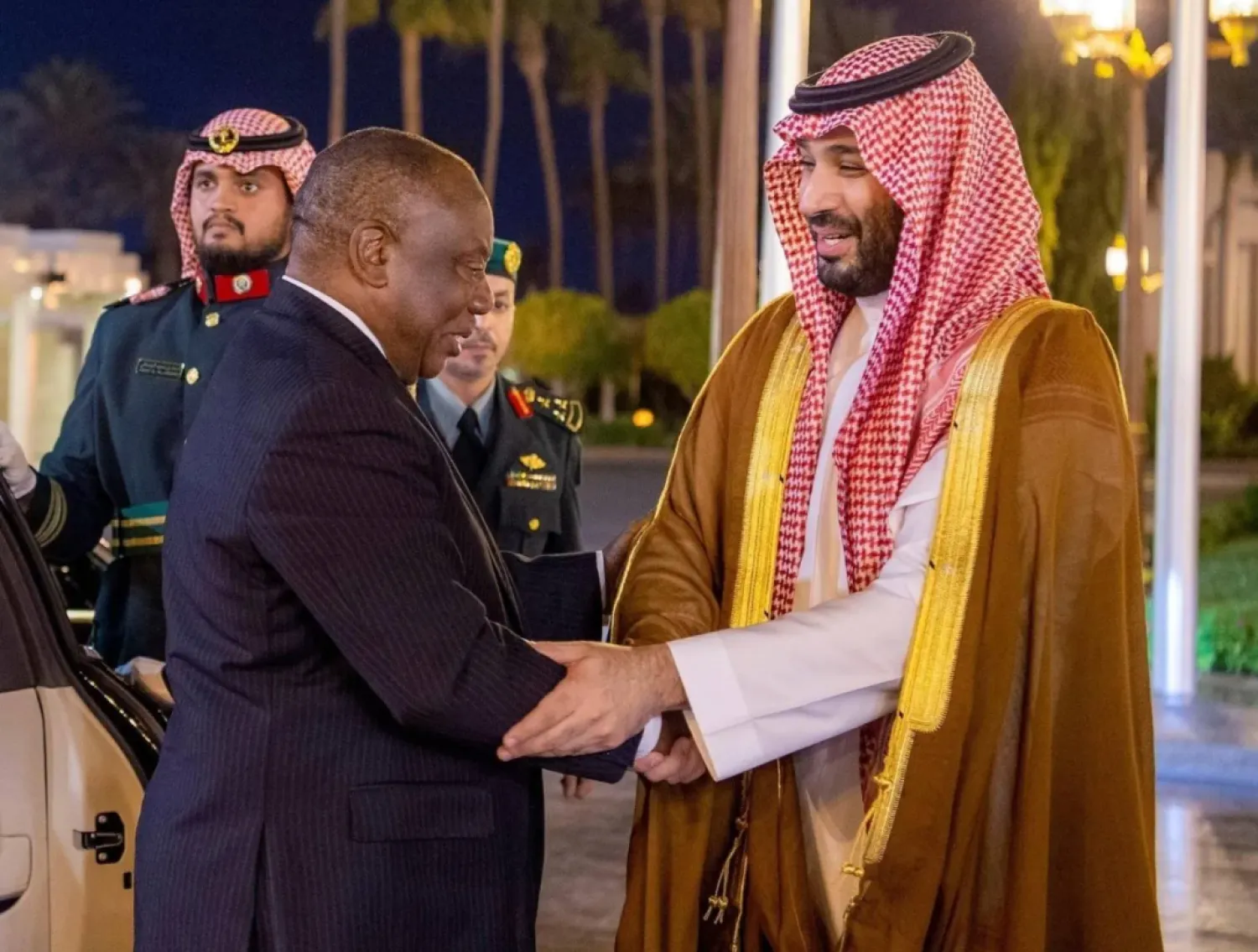 Saudi Crown Prince welcoming President of South Africa in Jeddah, October 2022 (SPA)