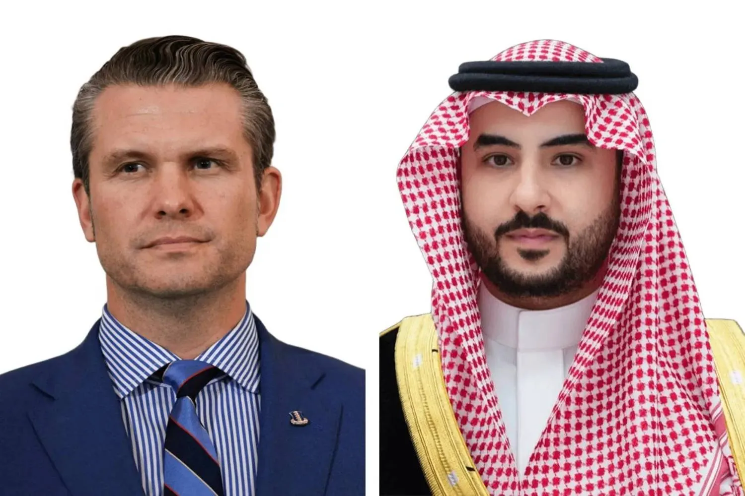 وزير الدفاع السعودي الأمير خالد بن سلمان ونظيره الأميركي بيت هيغسيث (الشرق الأوسط)
