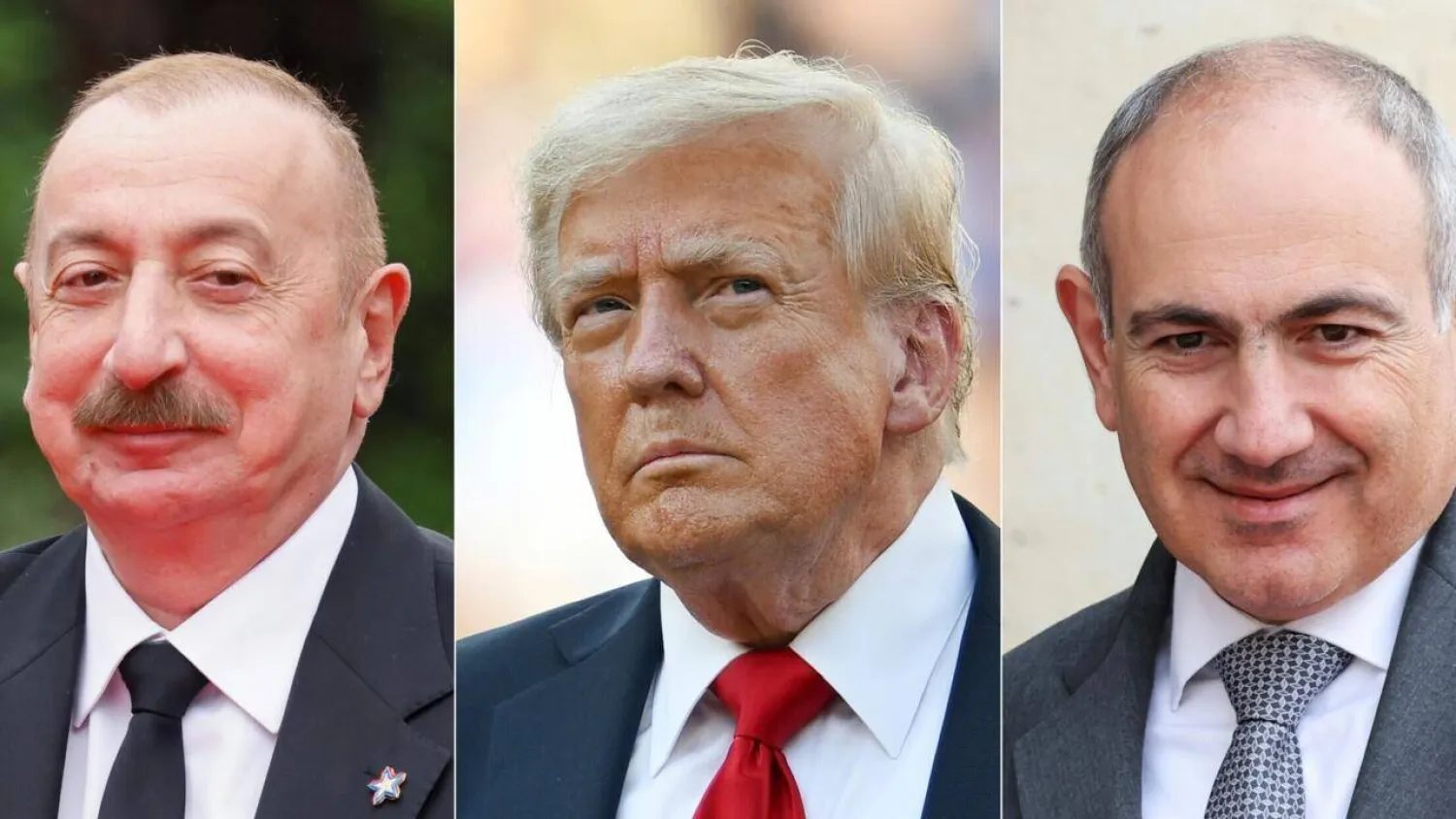 Azerbaijan's President Ilham Aliyev (L) and Armenia's Prime Minister Nikol Pashinyan (R) are to meet with US President Donald Trump at the White House in what is being billed as a historic 'peace signing' between the two foes. Ludovic MARIN, ANGELA WEISS / AFP
