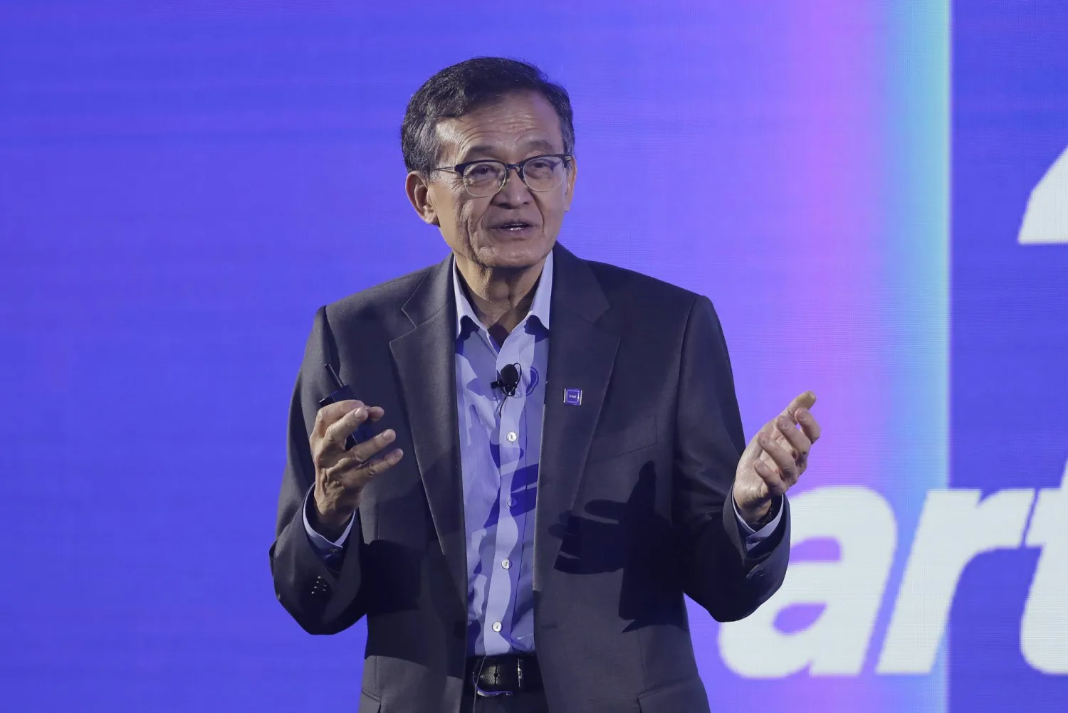 FILE - Intel CEO Lip-Bu Tan delivers a speech during the Computex 2025 exhibition in Taipei, Taiwan, Monday, May 19, 2025. (AP Photo/Chiang Ying-ying, File)
