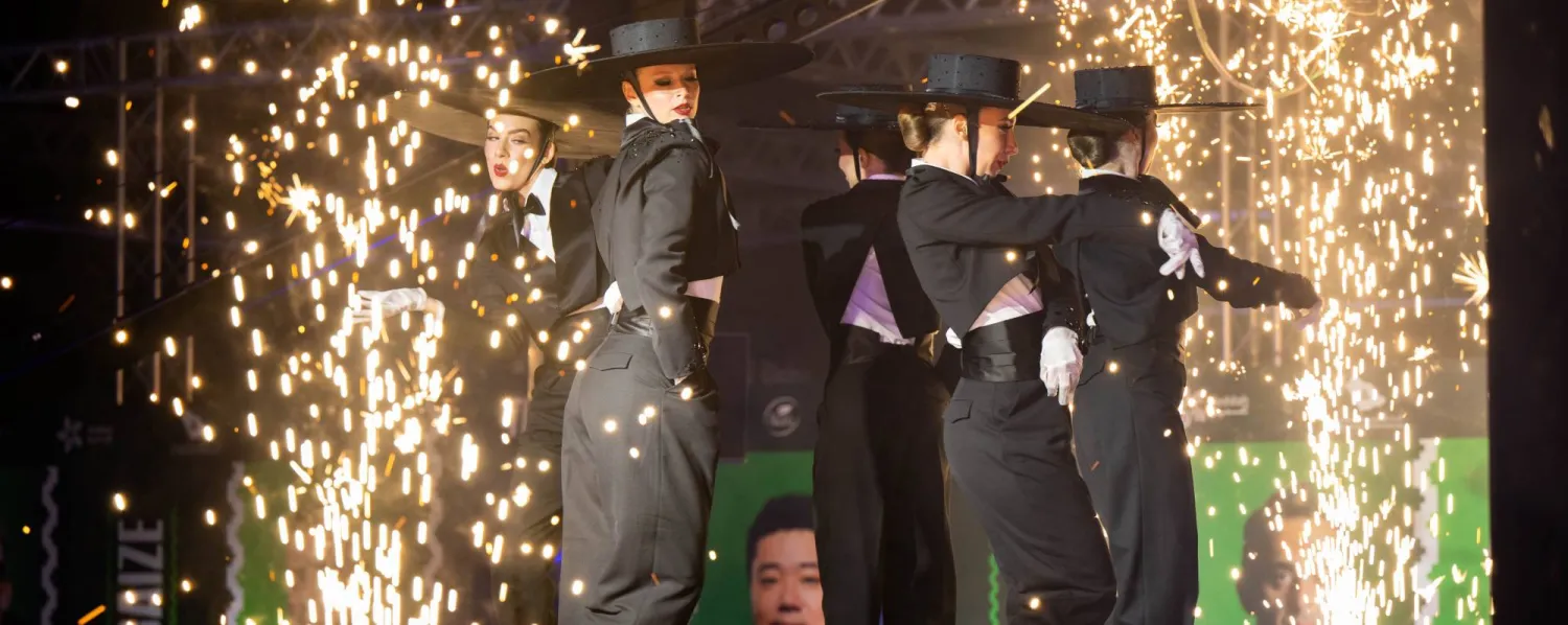 من حفل افتتاح بطولة السنوكر العالمية بجدة (الشرق الأوسط)