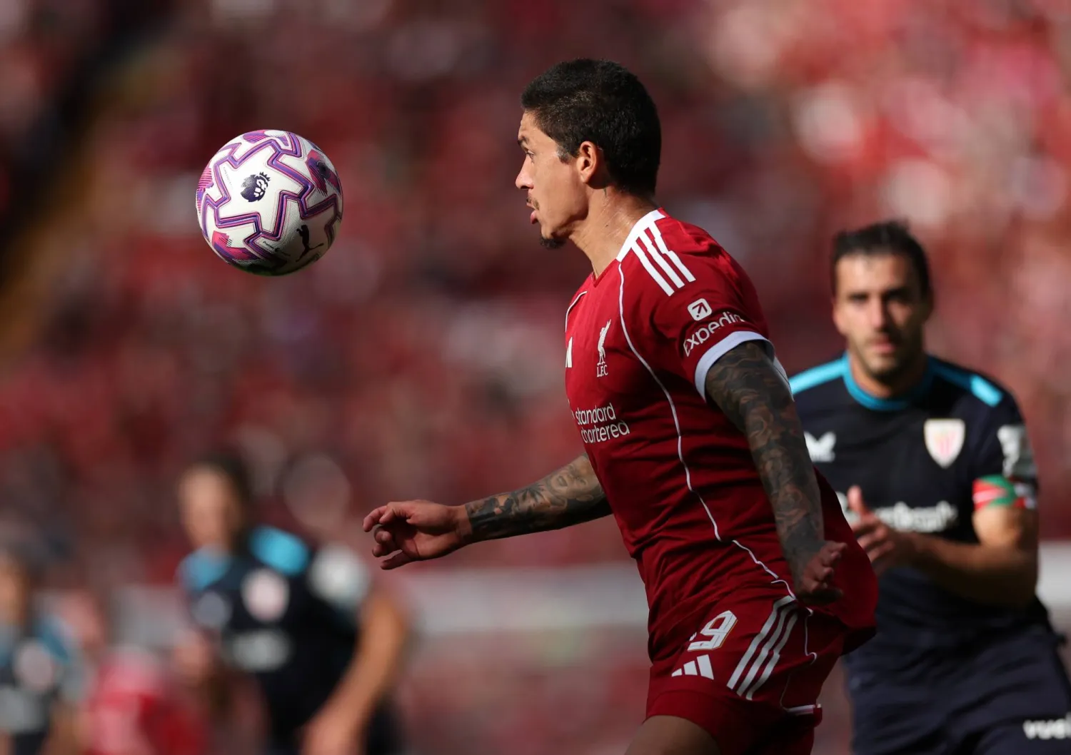 Darwin Nunez of Liverpool in action during a pre-season friendly soccer match between Liverpool FC and Athletic Club in Liverpool, Britain, 04 August 2025.  EPA/ADAM VAUGHAN
