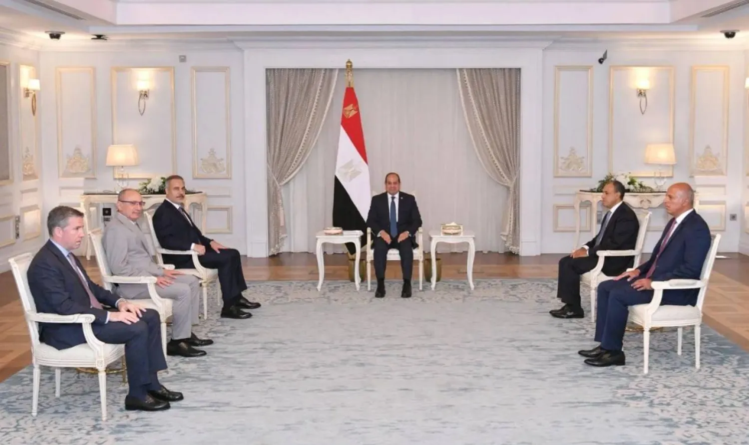 Egyptian President Abdel Fattah El-Sisi on Saturday held talks with Turkish Foreign Minister Hakan Fidan (Egyptian Presidency)